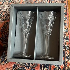2 Waterford Crystal  Prosperity Toasting Flutes The Millennium Collection